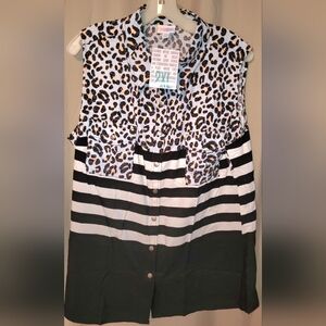 LuLuRoe Black and White Animal Print Top 2XL
